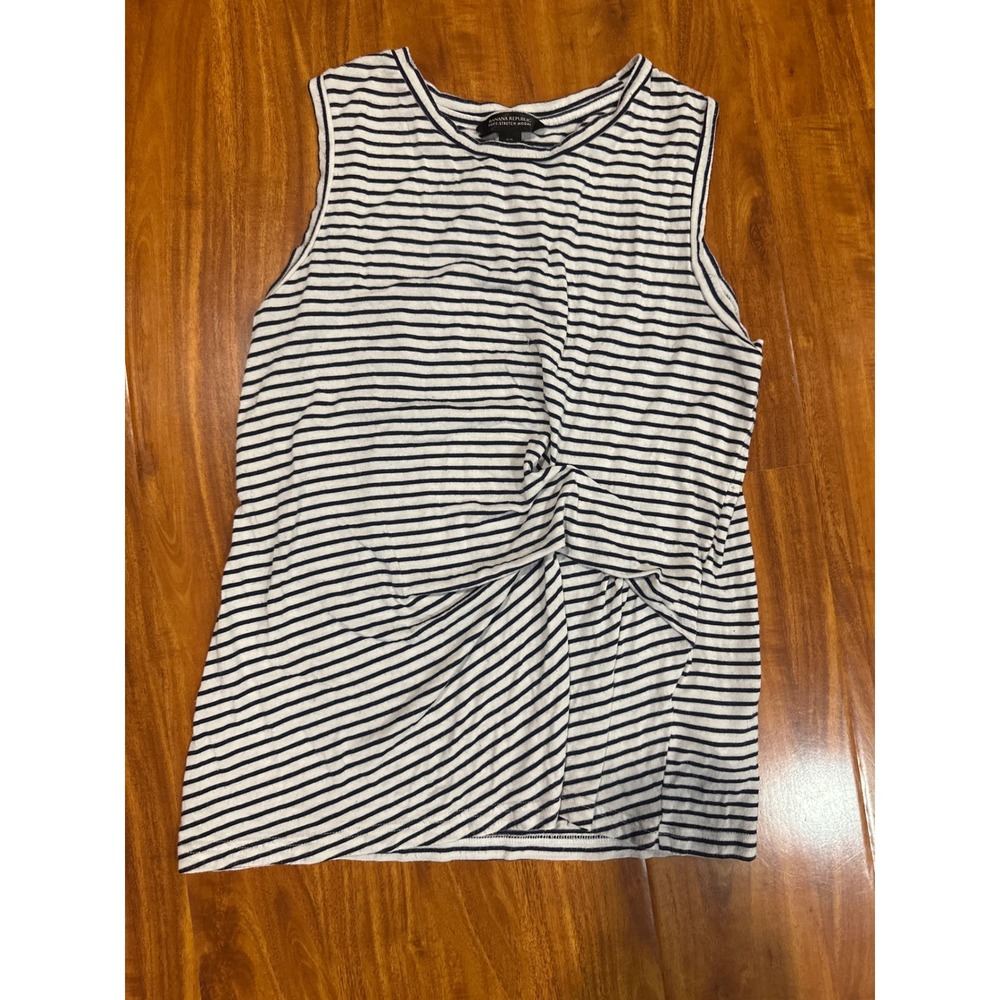 Banana Republic Soft Stretch Modal Knit White Stripe Sleeveless Tank Top Women S